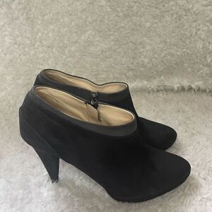 Prada Black suede platform heels ankle boots with side zipper EUR SZ42